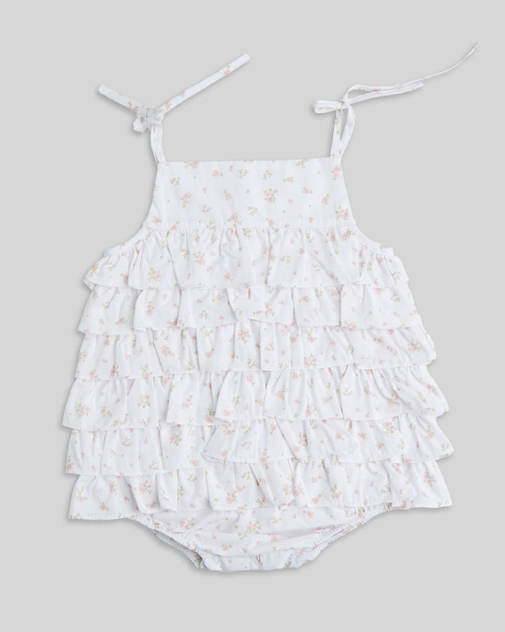 Romper de popelina para bebé com estampado de flores rosas, ropa cómoda e elegante para meninas