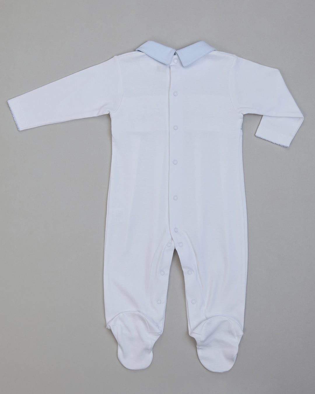Macacão smock artesanal pima camurça SAILBOAT - Branco/Azul Celeste
