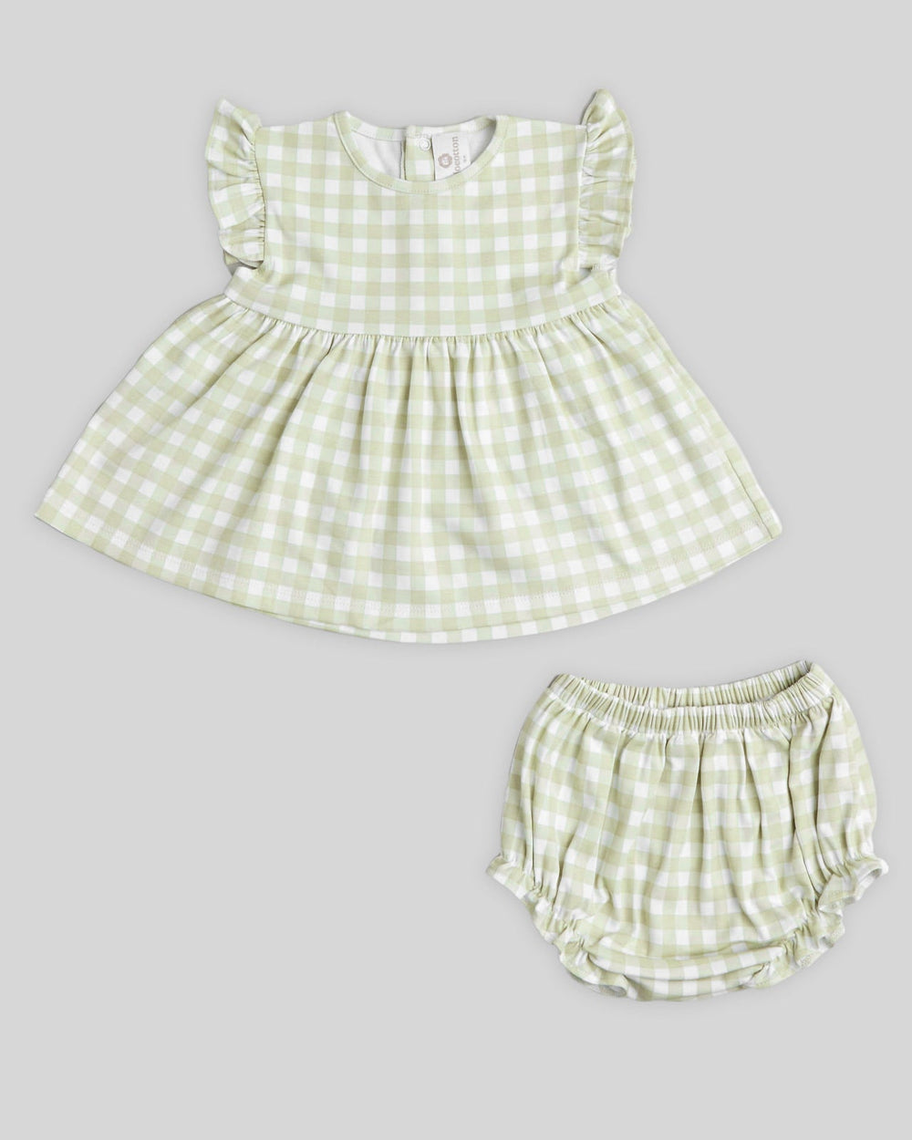 Mini vestido de menina Aurelia - xadrez pistaches