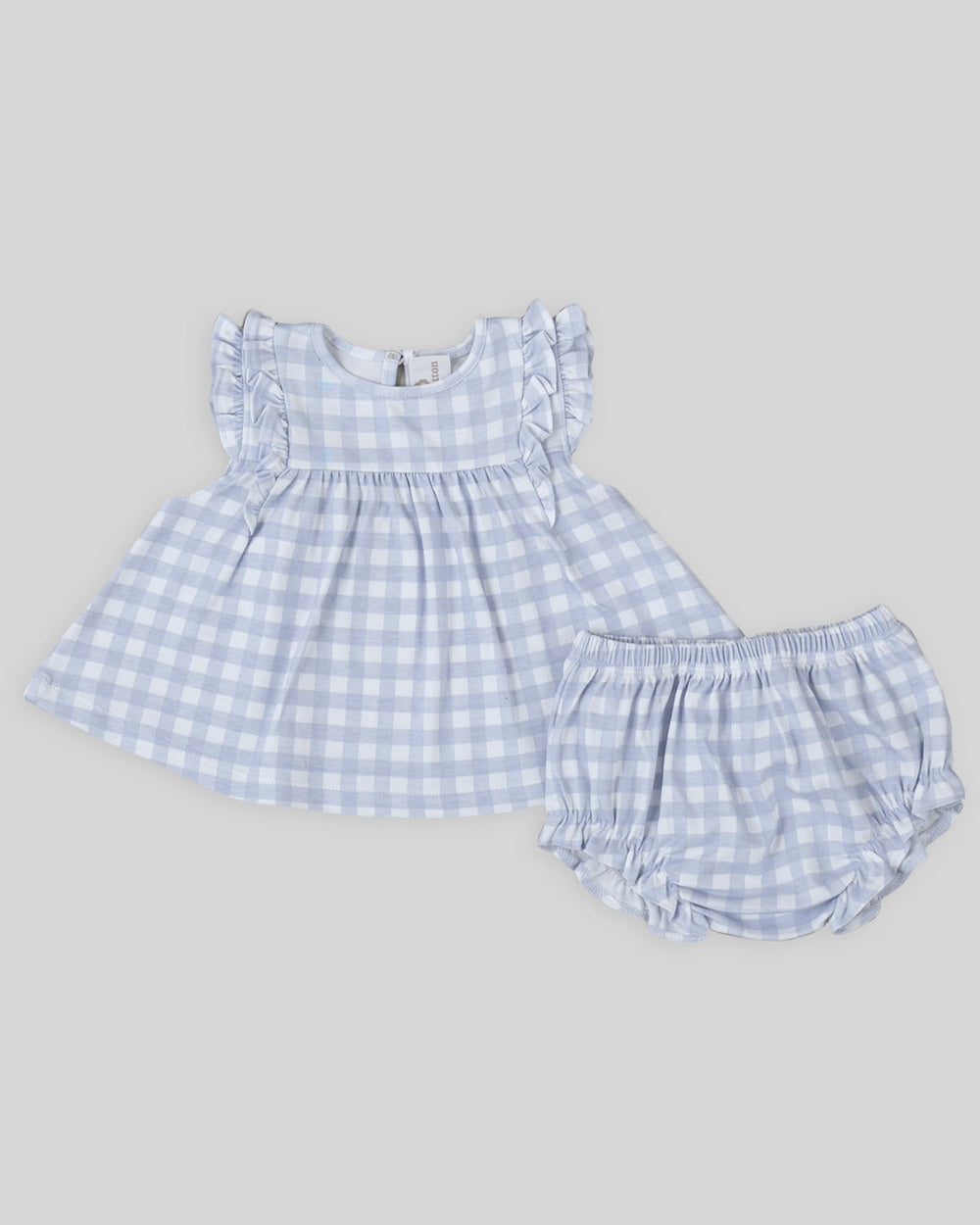 Mini vestido de menina Aurelia - Xadrez Celestes