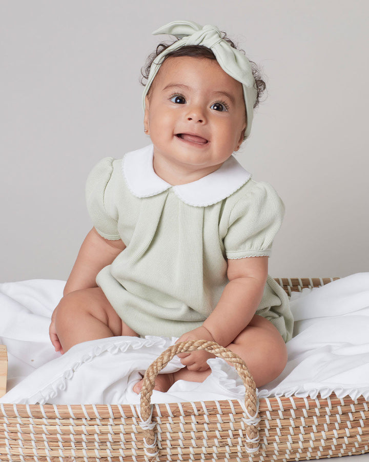 Romper pistache para bebê menina, desenho comodo e moderno, ideal para cualquier ocasion