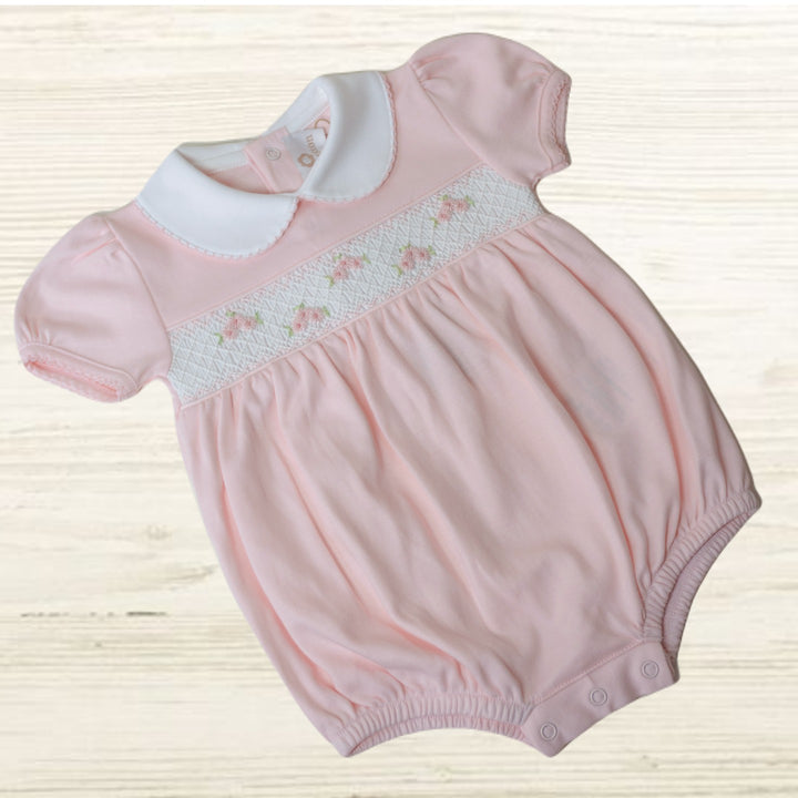 Romper bordado pima camurça Calisa - Rosa/Branco